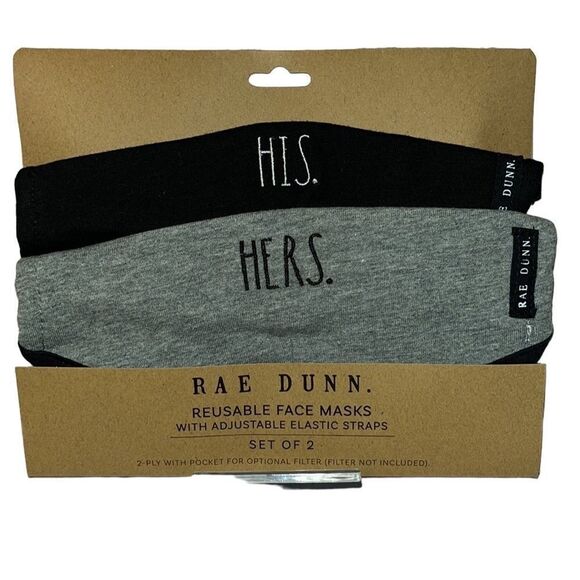 Rae Dunn Reusable Face Masks- Set of 2 - Picture 1 of 5